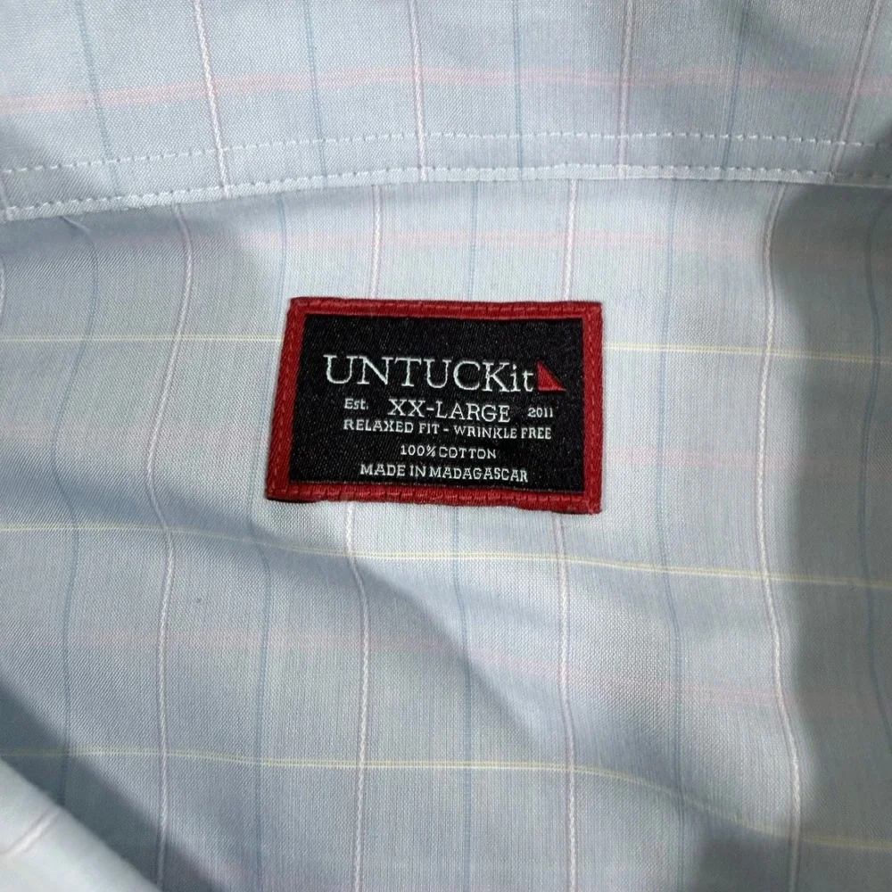 UNTUCKit Button‎ Down Mens XXL Blue Charly WF Relaxed Fit Windowpane